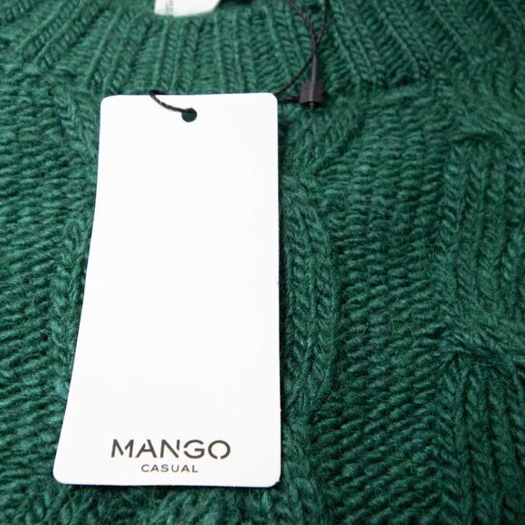 NEW‎ Mango Cable-knit warm sweater, Green, Size M - Picture 9 of 12
